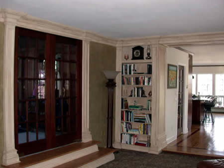 moulding installation/distressing, faux finished walls